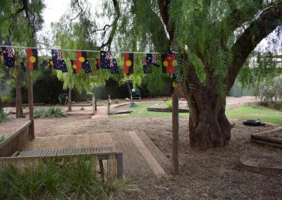 school yard with Australian and aboriginal flags